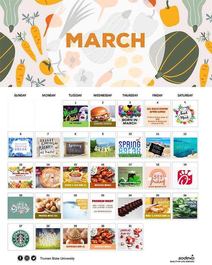 Sodexo Calendar - Vol. 26 No. 25 - March 14, 2022 | Truman Today Calendars